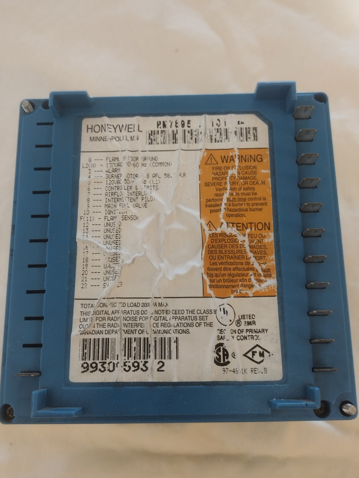 Honeywell RM7895 A 1014 Burner Control Complete System Tested Working