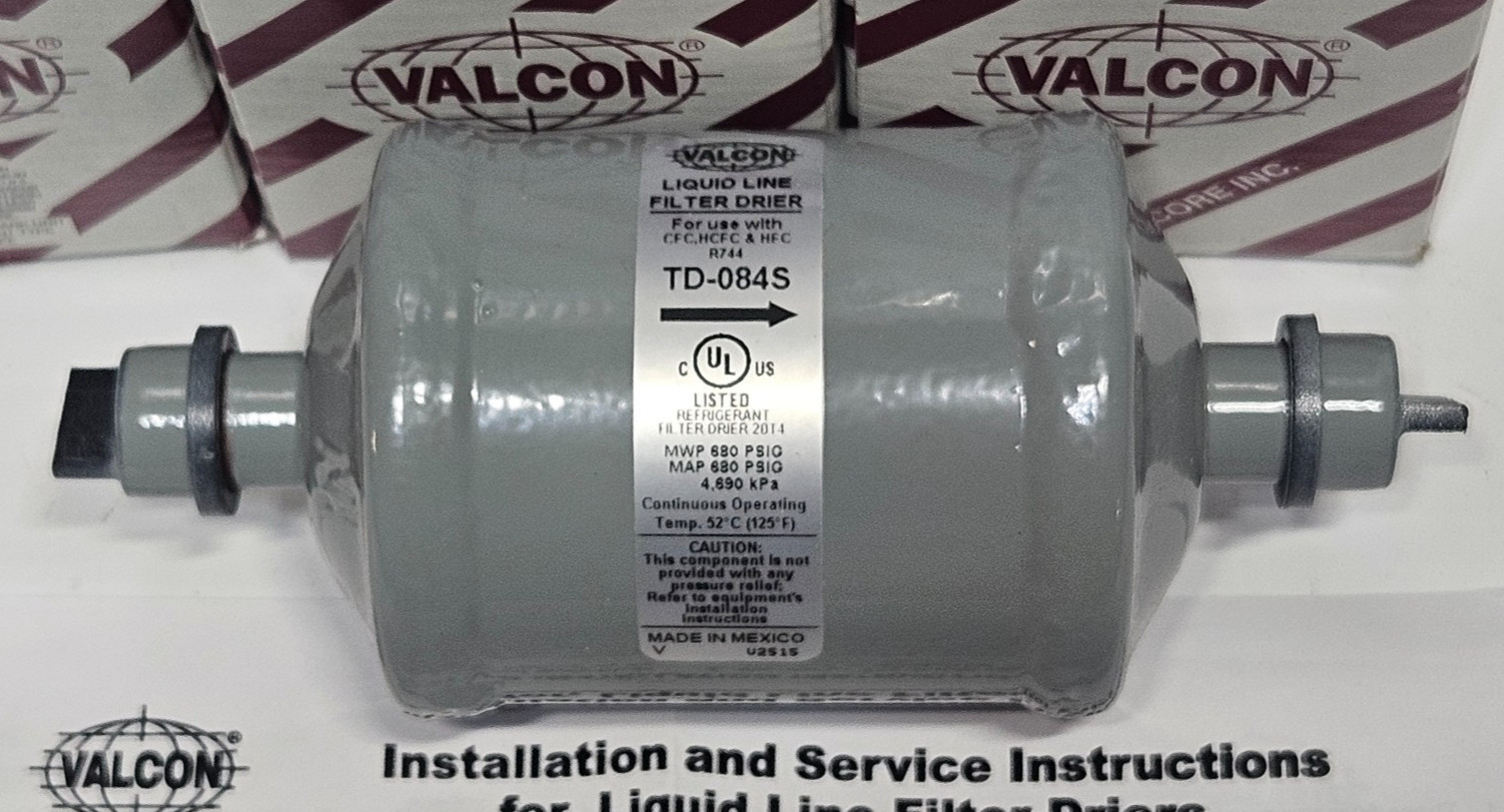 (3) Valcon TD084S Liquid Line Filter Drier 1/2″ ODF • 8 cu in • PCN:059701 NIB