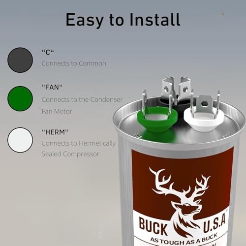 Buck Dual Run Capacitor 40/5 uF 370/440V for HVAC Air Conditioner Fan Motor