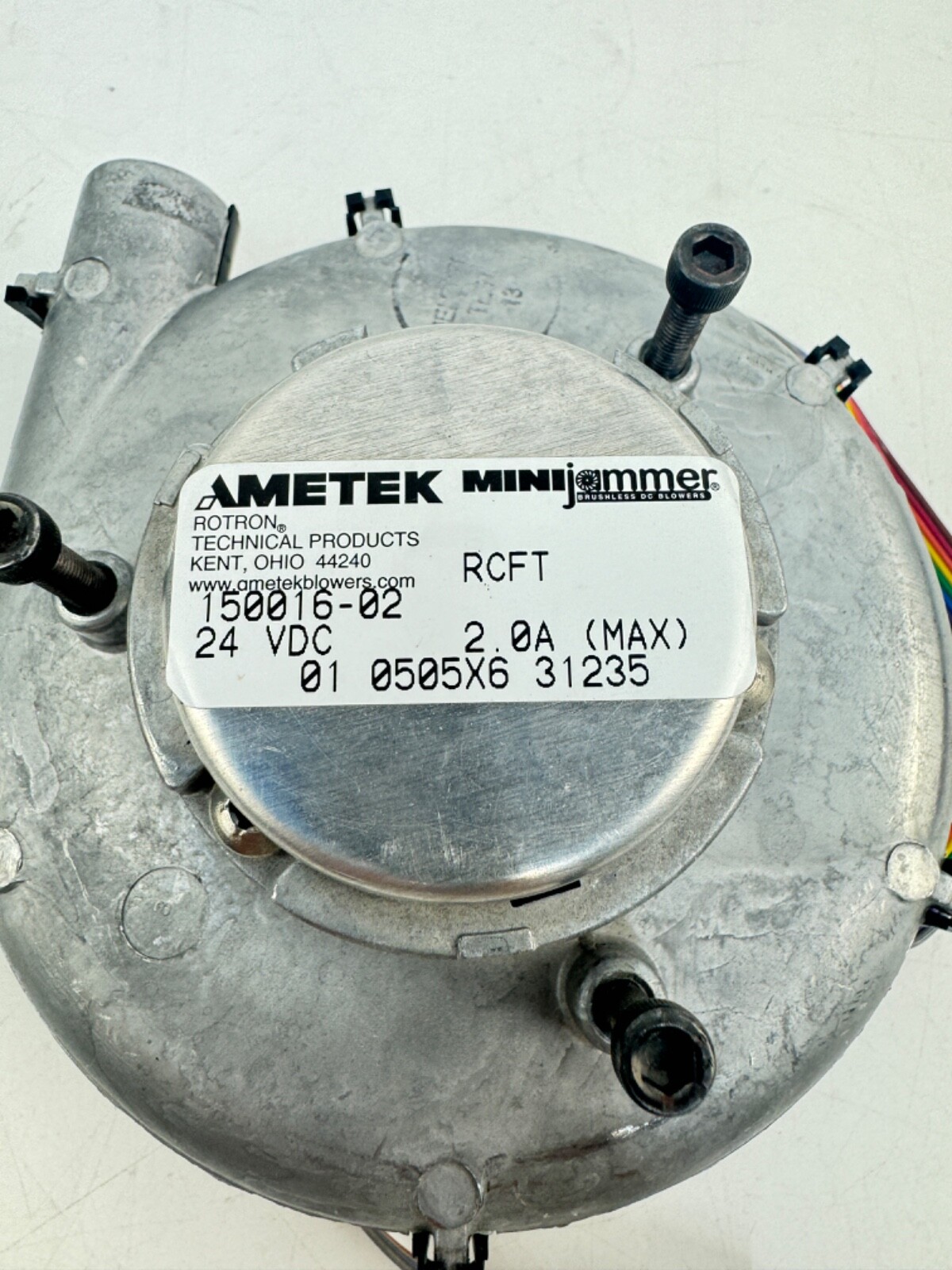 AMETEK 150016-02 MINIJAMMER BRUSHLESS BLOWER 5.0″ 24VDC 34 CFM