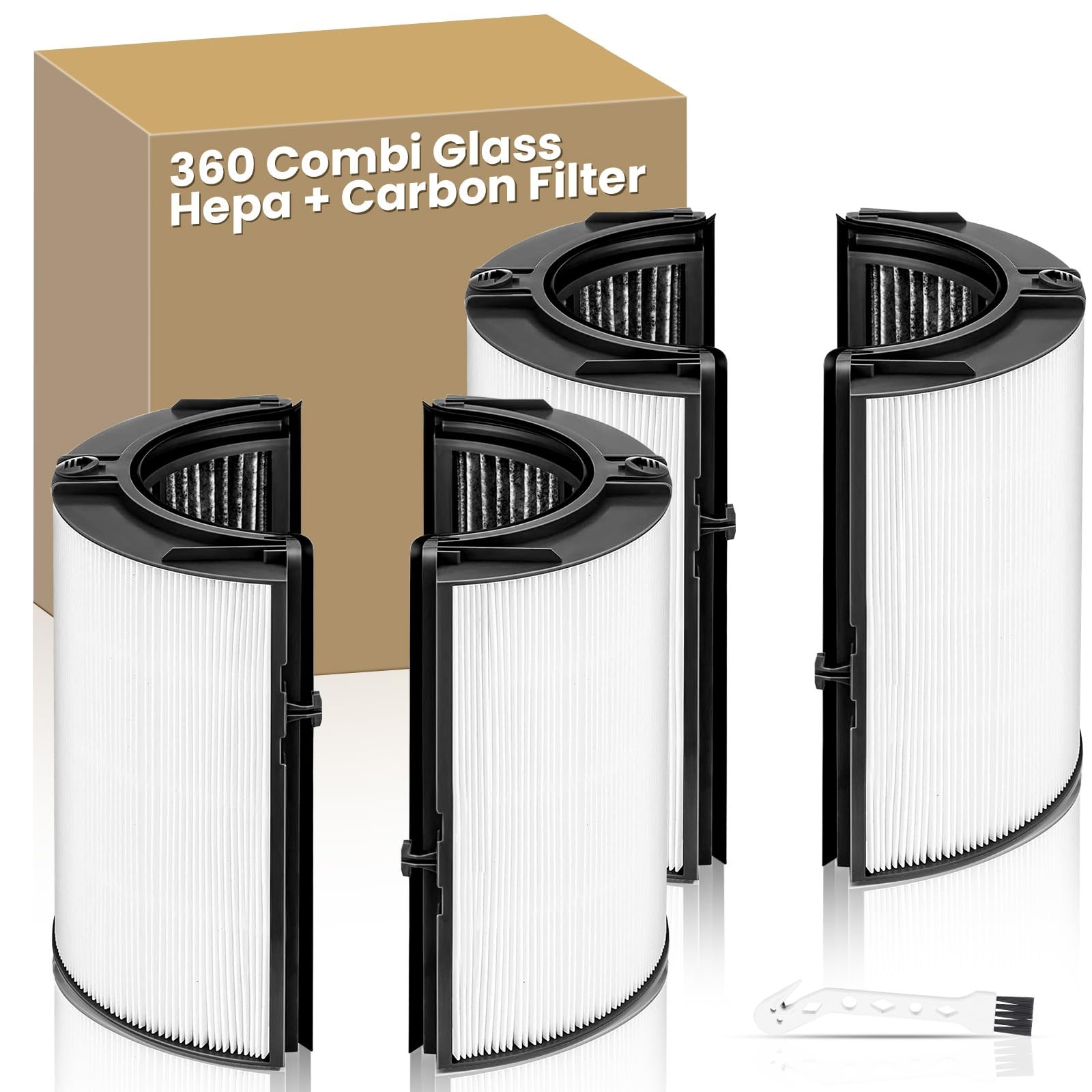2 Pack 360° Combi Glass HEPA + Carbon Air Purifier Filter White – 2
