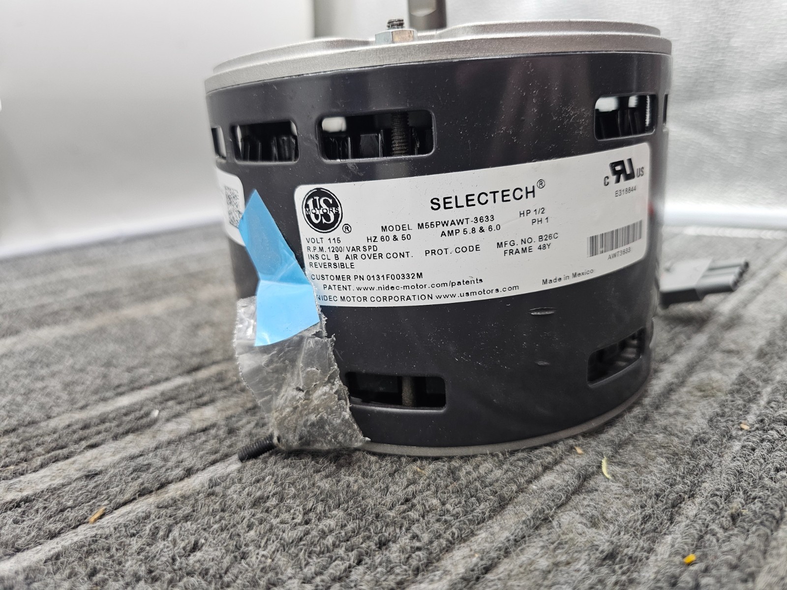 US Motors M55PWAWT-3633 SELECTECH Furnace Blower Motor 1/2HP 115V 1 Phase