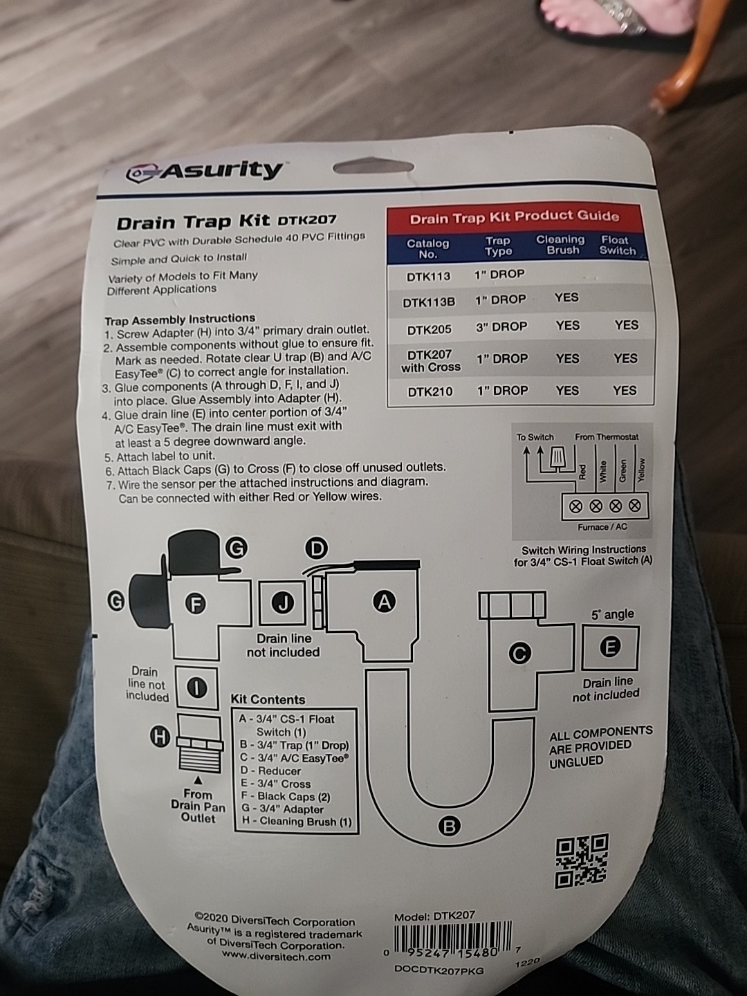 Condensate Trap With Switch For Air Conditioning Drains To Prevent Overflows.