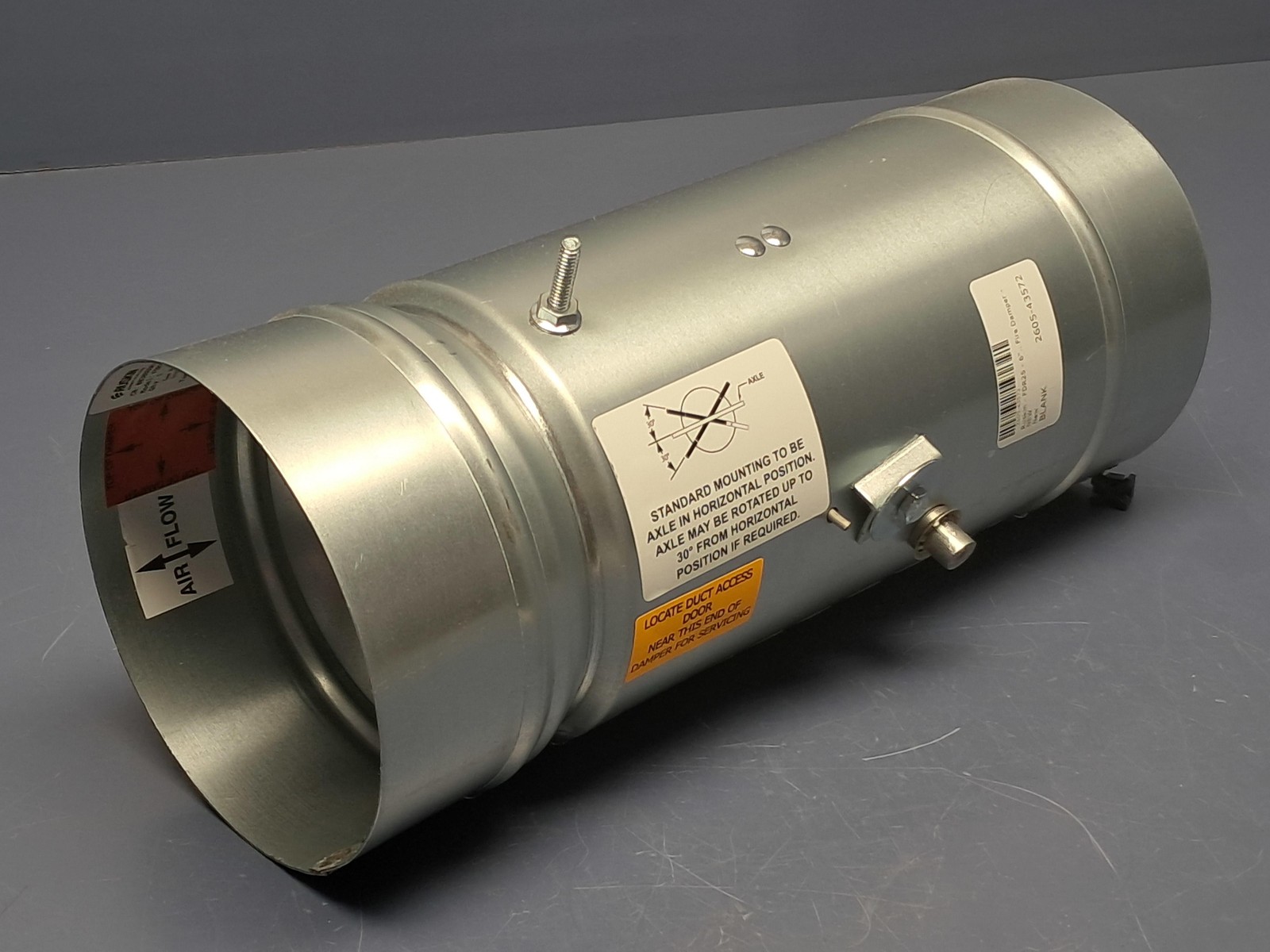 Ruskin – FDR25 – 6″ Round Galvanized Steel Fire Damper – NEW