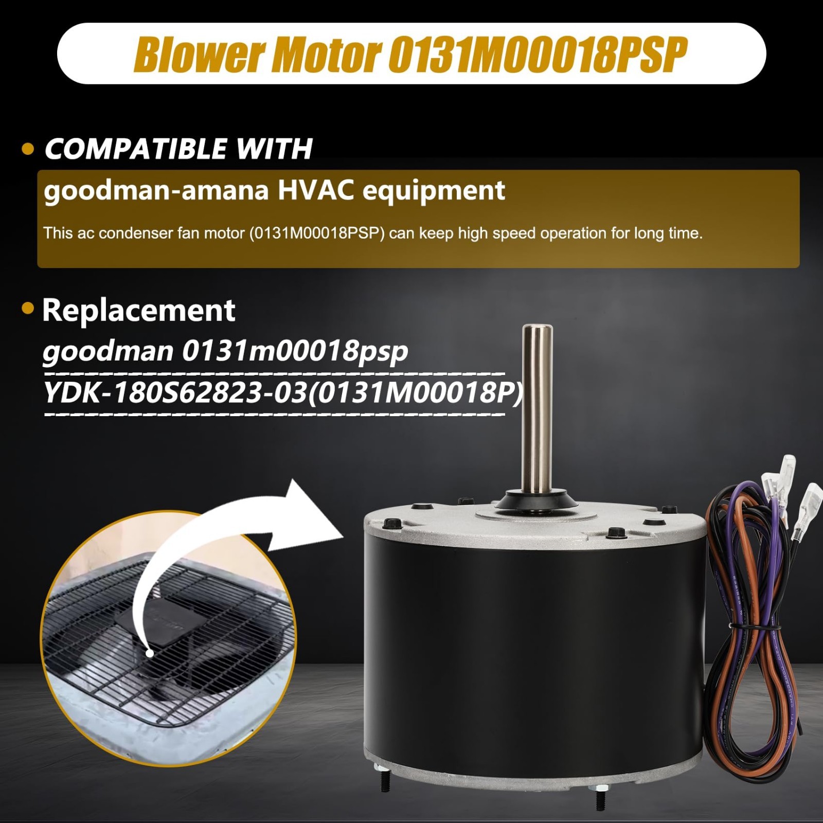 1/4 HP Condenser Fan Motor Replacement for Goodman, Janitrol, Amana AC Units