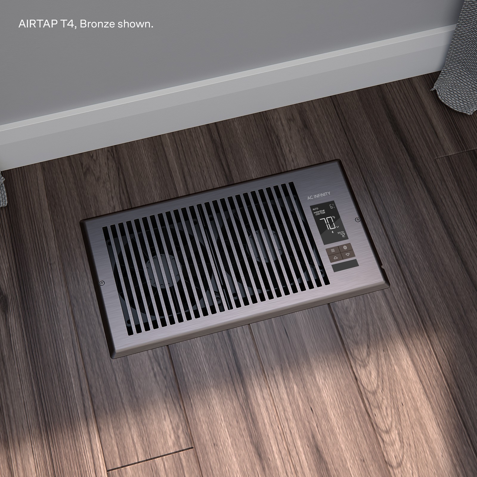 AIRTAP T4, Quiet Register Booster Fan, Heating / Cooling 4 x 12” Register Bronze