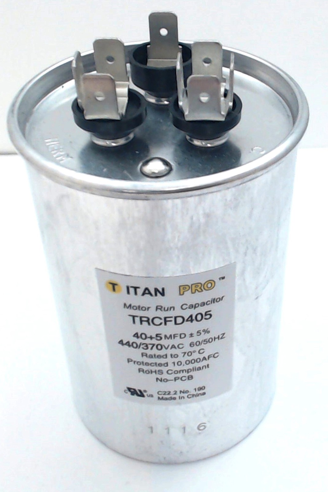 Titan Pro Trcfd405 Motor Run Capacitor Round 4-13/16 In. H
