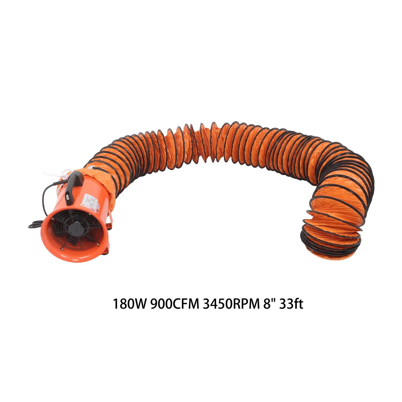 8 Inch Industrial Portable Blower Fan 33 FT Duct Hose 180W 900CFM 3450RPM