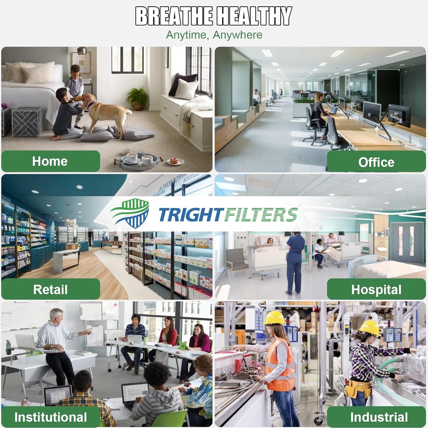 TRIGHTFILTERS 20x20x1 Air Filter 2 Pack, Durable MERV 8 Pleated Home HVAC AC Fur