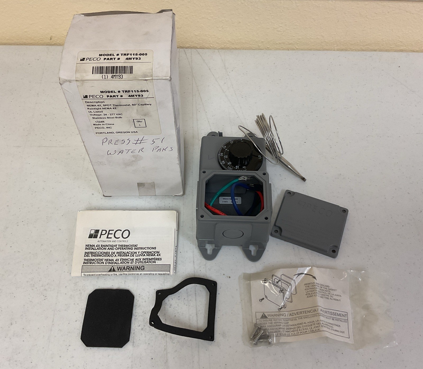 NEW PECO TRF115-005 INDUSTRIAL NEMA 4X THERMOSTAT, FREE SHIPPING