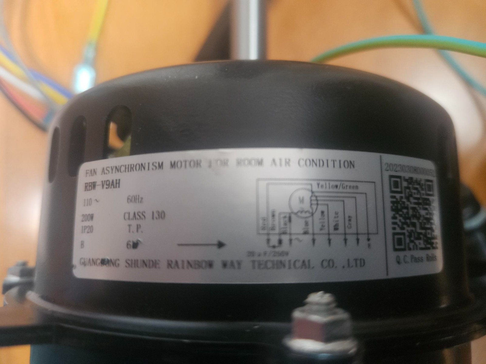 Single Phase Asynchronous A/C Fan Motor 110V 60Hz 200W