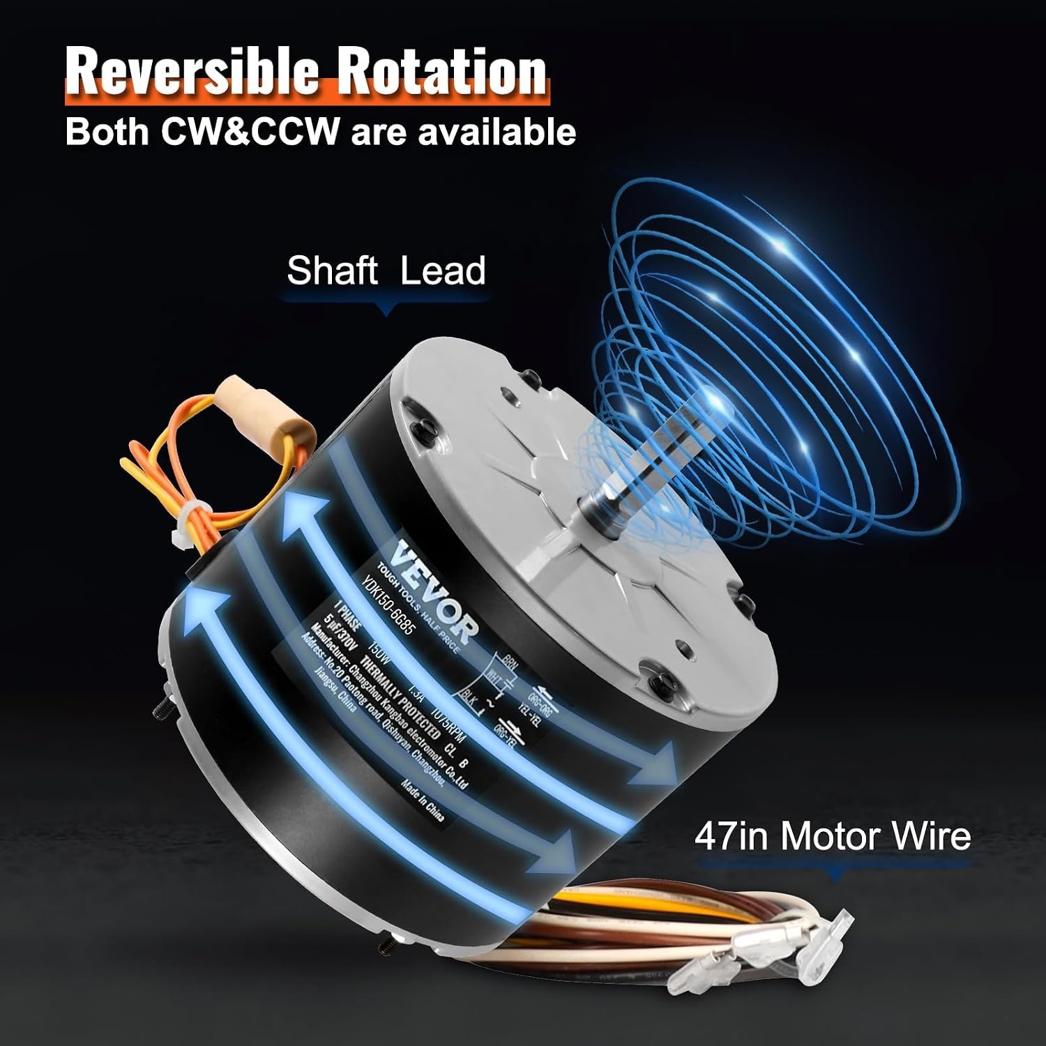 OEM Upgraded Condenser Fan Motor, 1/5HP, 1075RPM, Replacement for ac GE Gente…