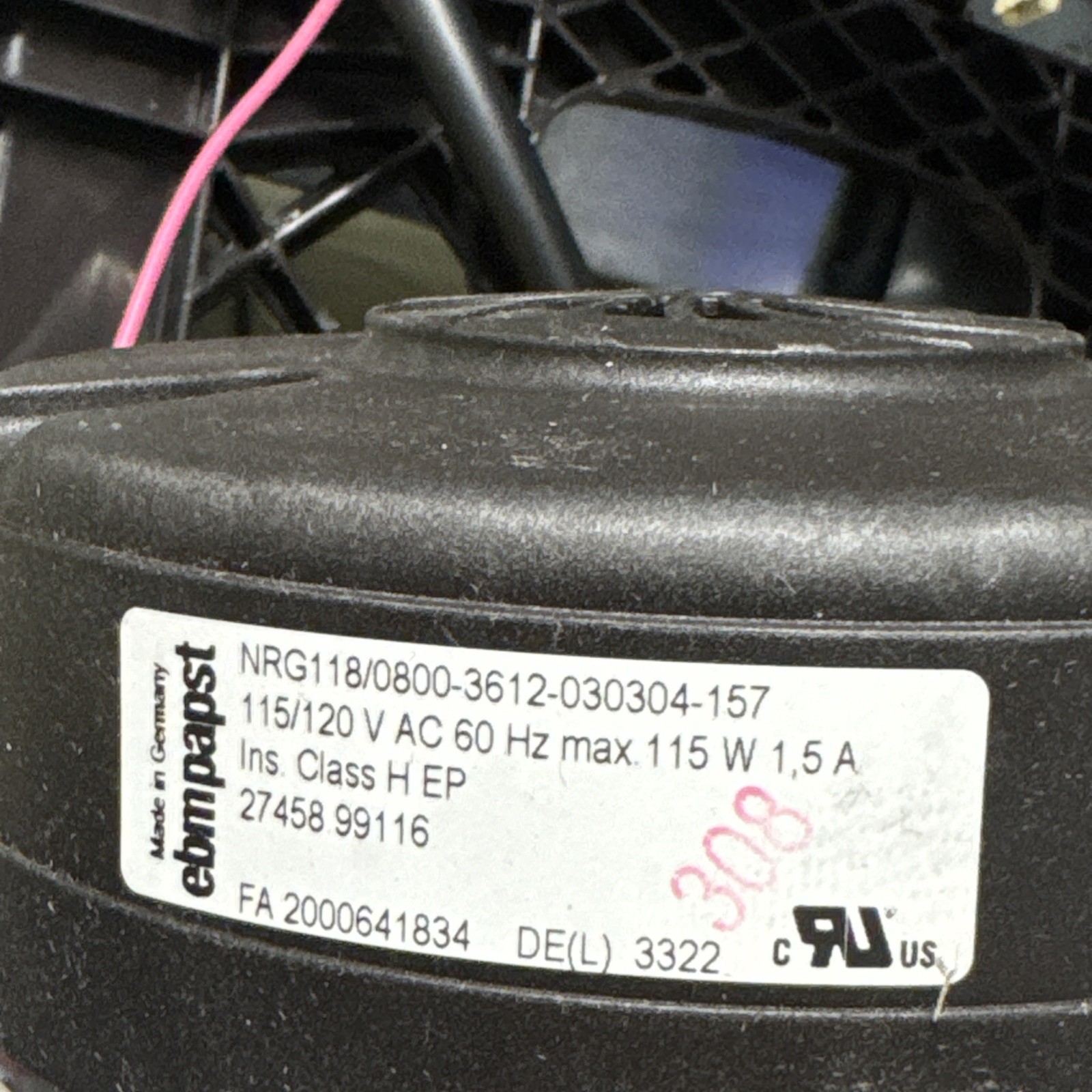 NTI Vmax Boiler Blower Fan EBMPAPST NRG118/0800-3612-030317-68