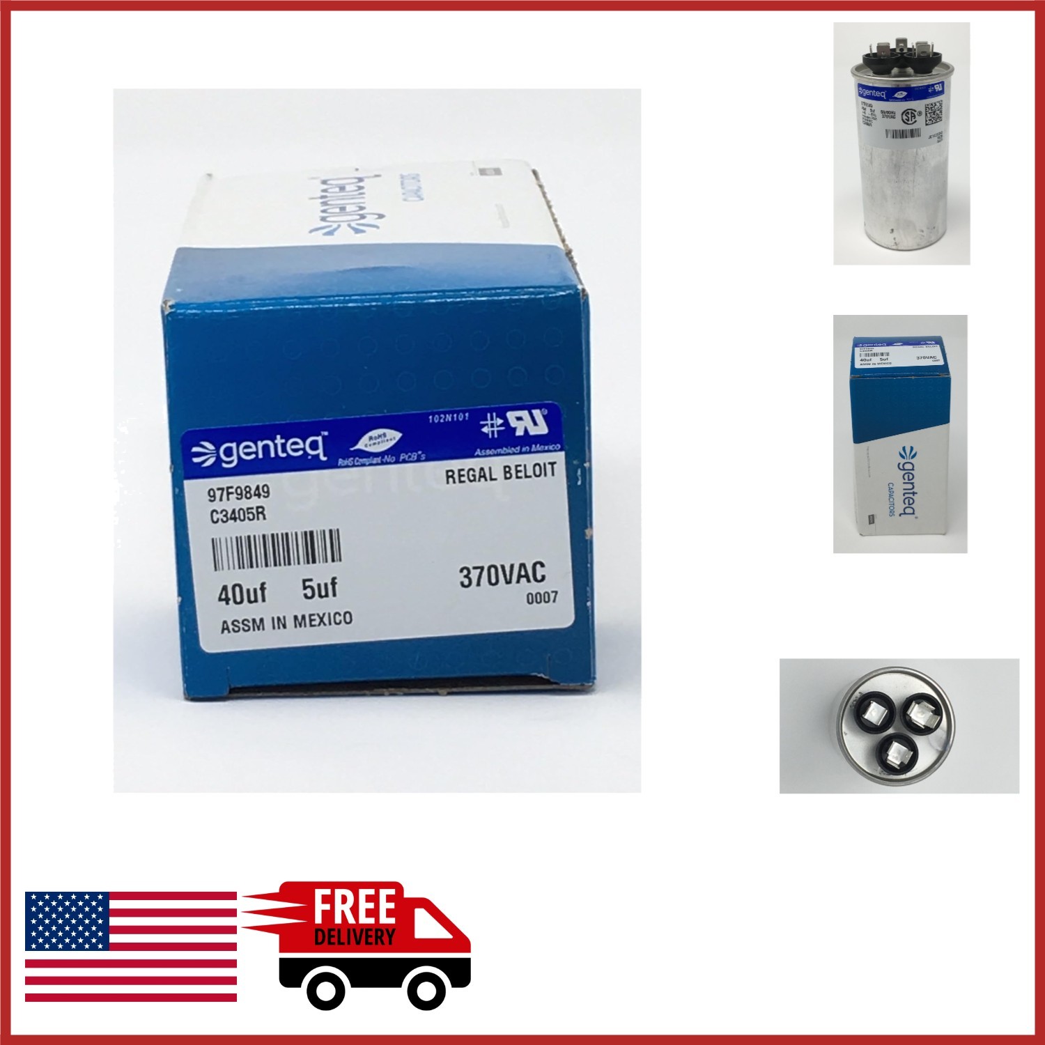 40/5Uf Capacitor Motor Run 370V Round Snap-in Mount for OEM Applications