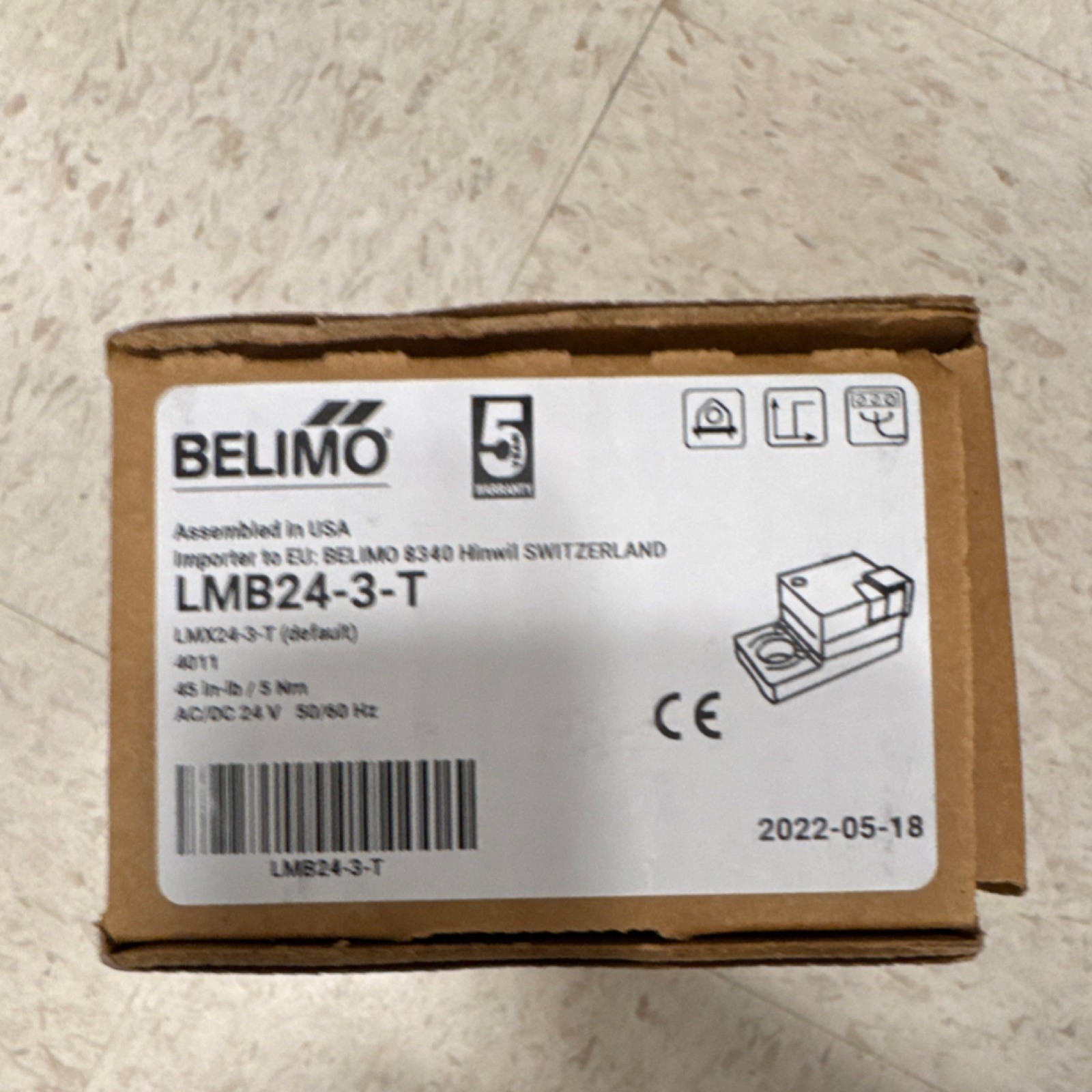 Belimo LMB24-3-T HVAC Damper Actuator 45 in-lb 24V AC/DC