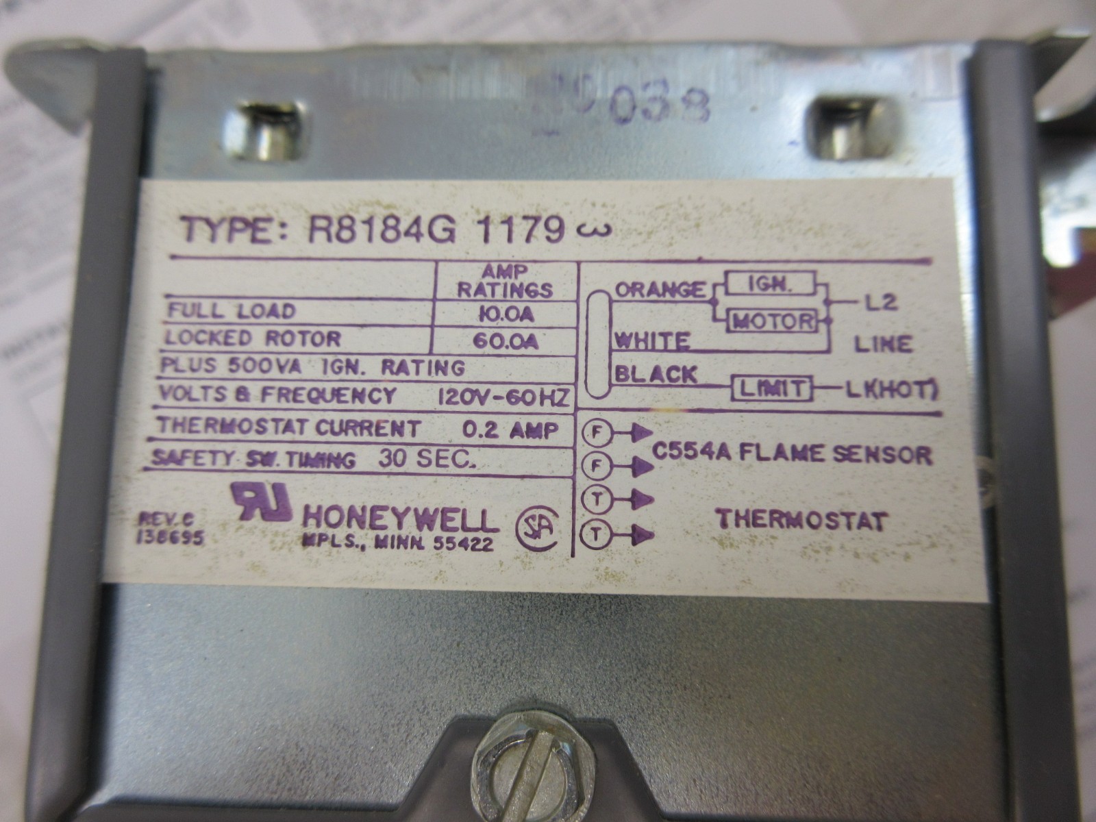 HONEYWELL R8184G 1179 OIL BURNER PROTECTORELAY CONTROLLER NOS