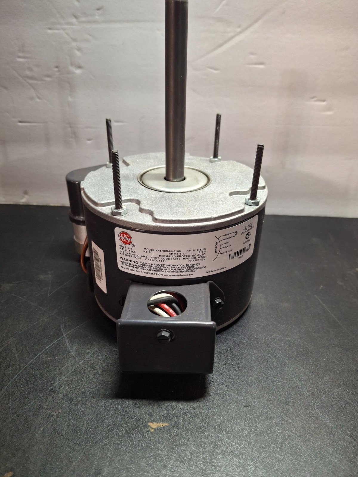 US Motor #1101 Condenser Fan Motor 1/10-1/15HP 1550RPM 2 Speed 115V 1.6-1.1A