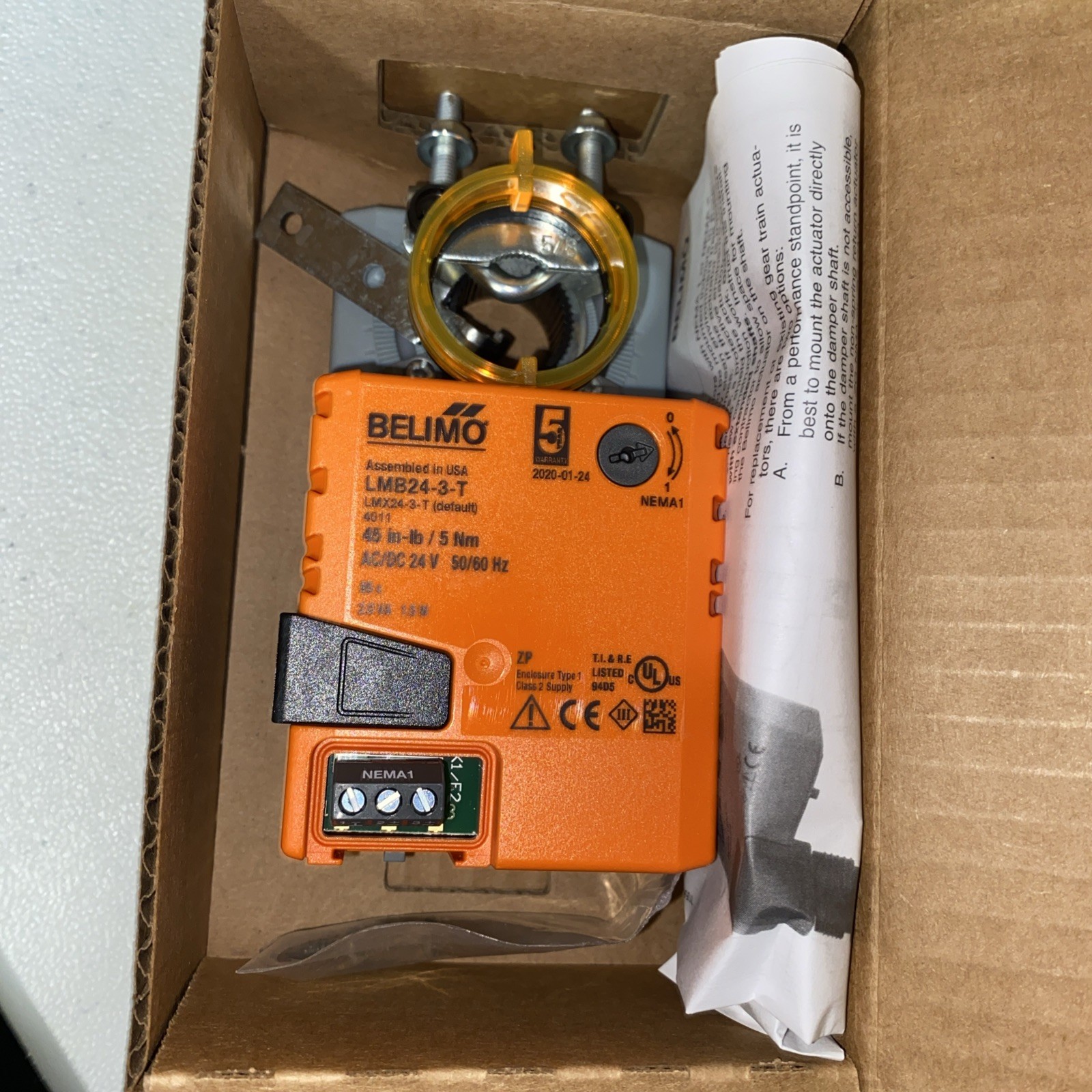 Belimo Non-Spring Return Damper Actuator LMB24-3-T, 24V AC / DC, CW or CCW – New