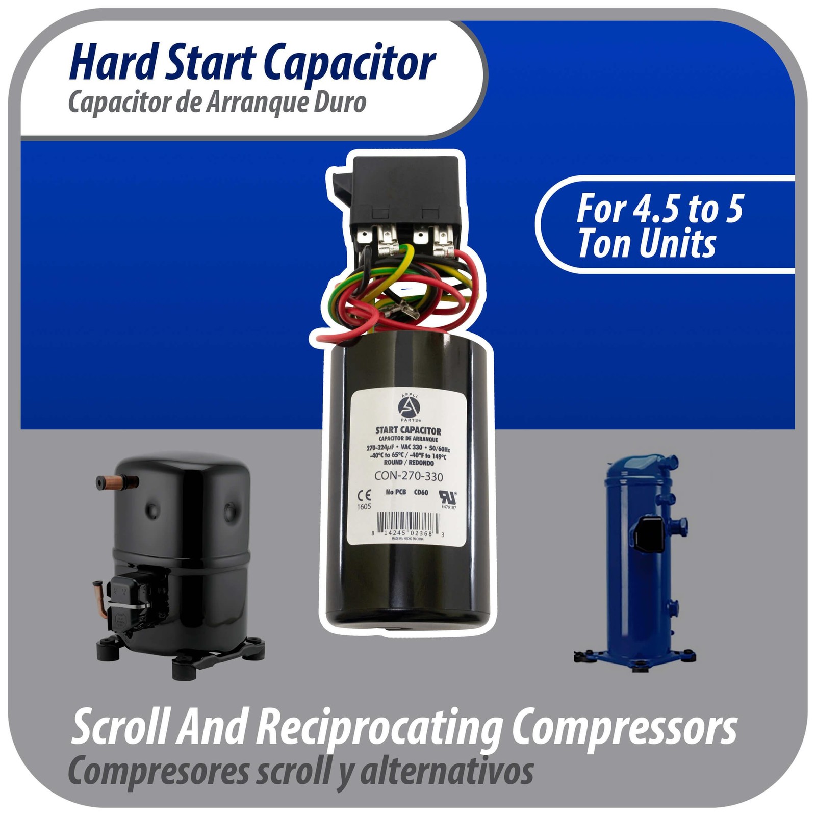 Appli Parts APHS-3 4 to 5 TON Hard Start kit 208-265 V, 1 Ph for air conditioner