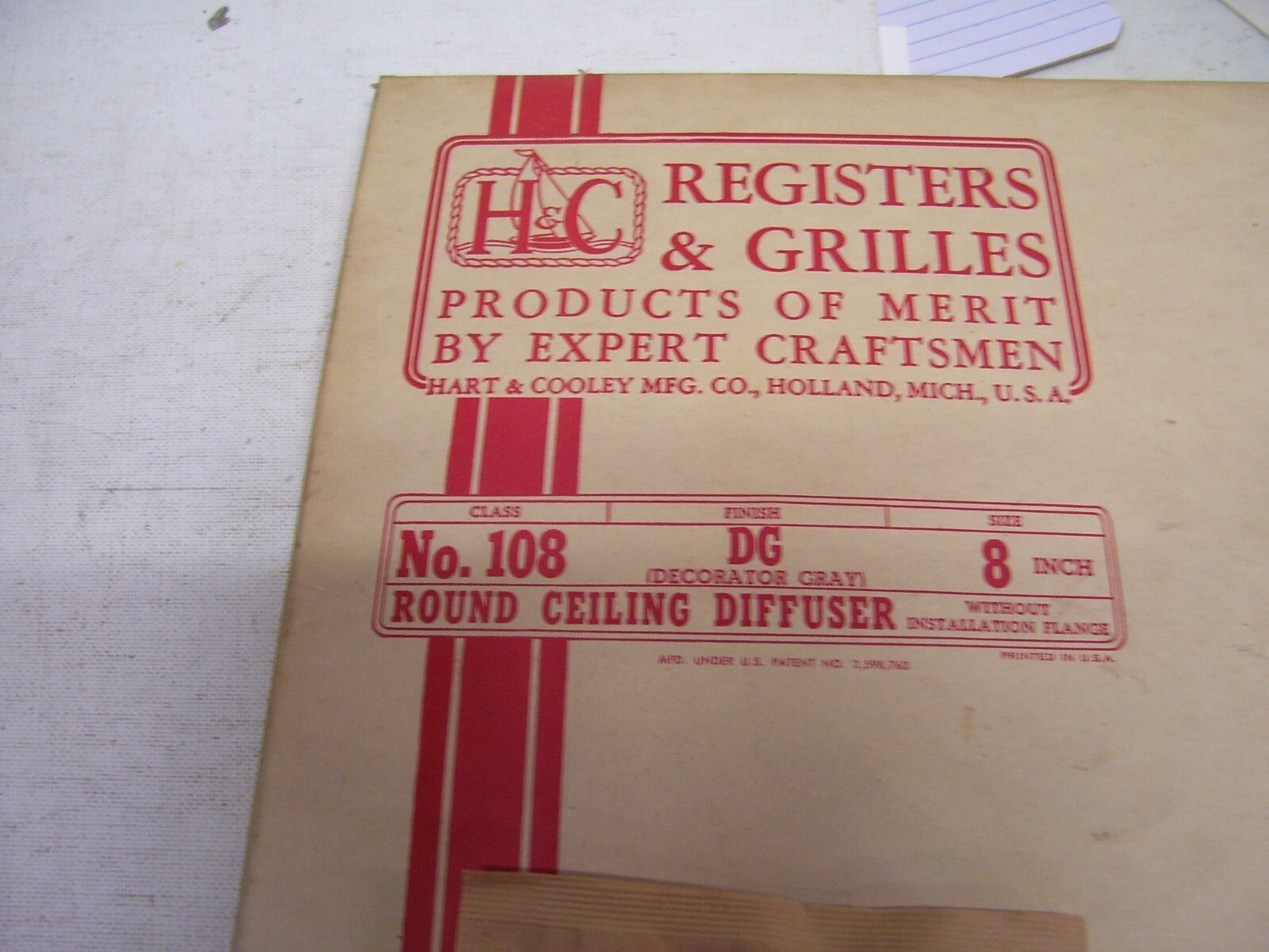 H&C 8″ Round Ceiling Diffuser N0. 108 Gray,  vintage  NOS