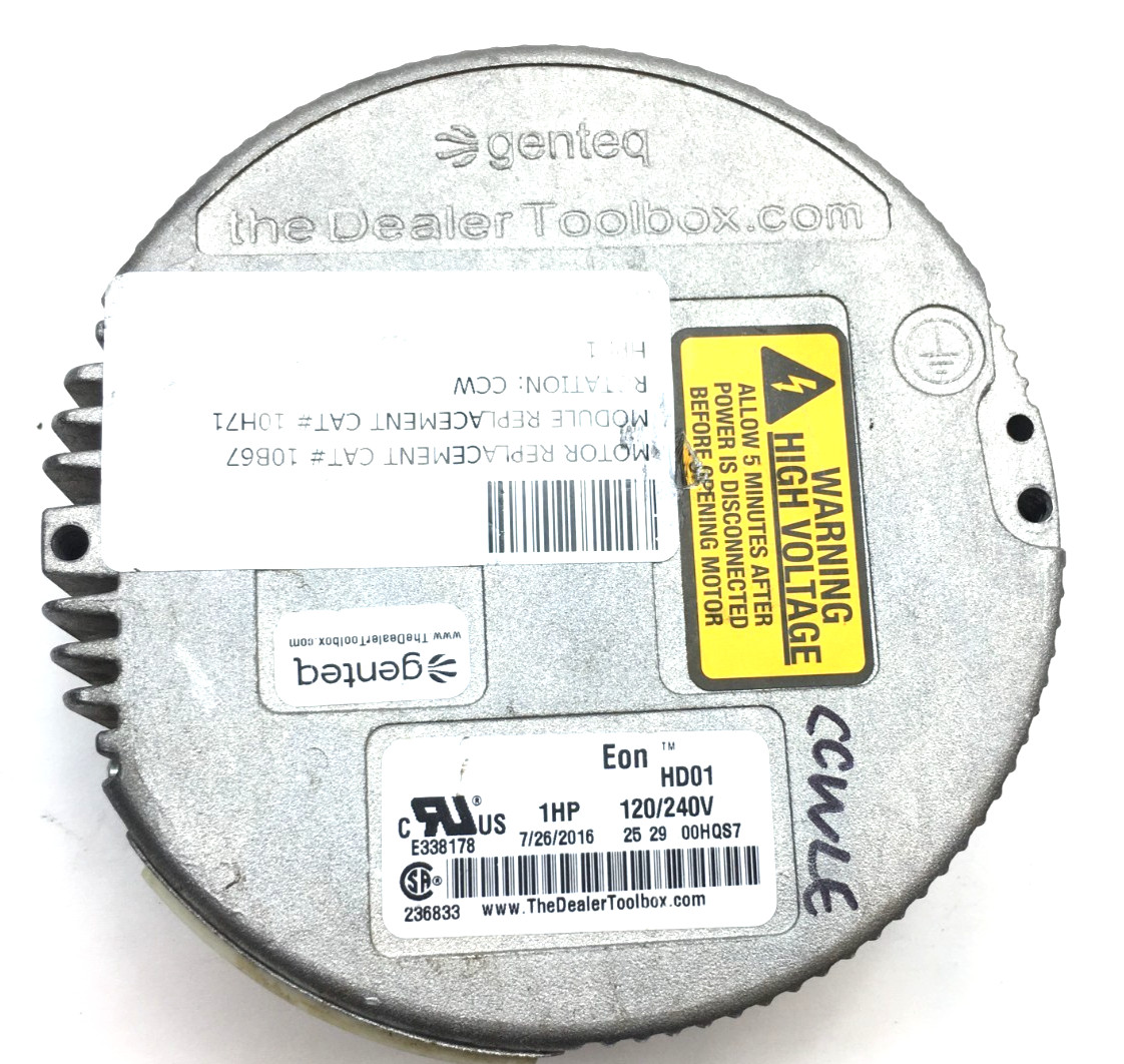 Genteq EON HD01 Module Only 10B67 1HP 120/240V CCW Lead End rotation, used #J137