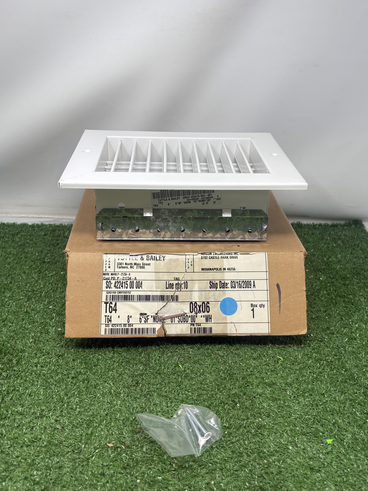 Tuttle & Bailey T64 8×6 White Steel HVAC Ceiling Wall Register Damper Vent