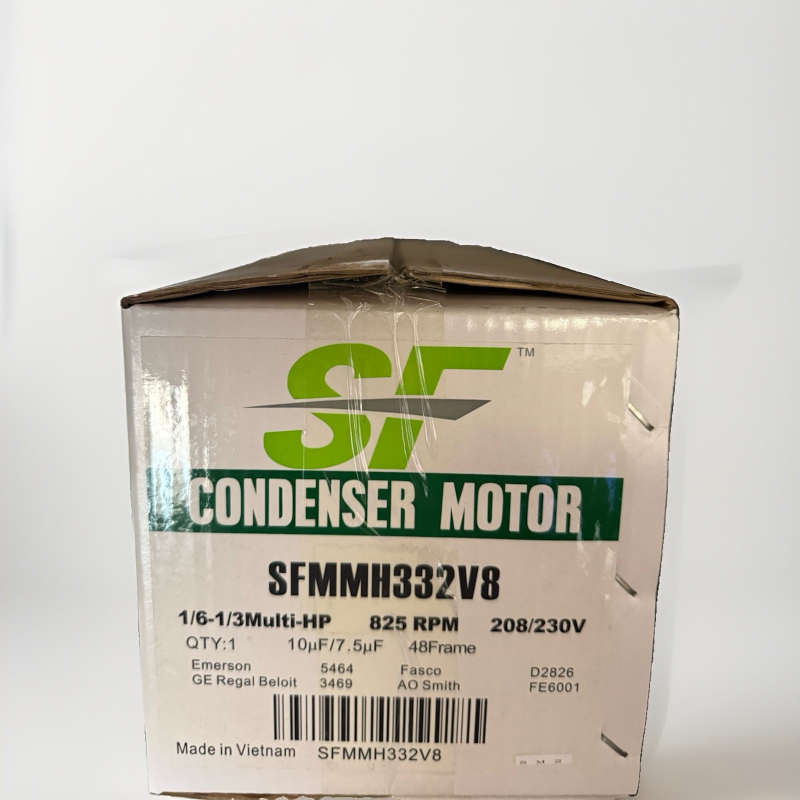 SF Condenser Motor 1/6 HP 208/230 Volts 825 RPM 48 Frame SFMMH332V8