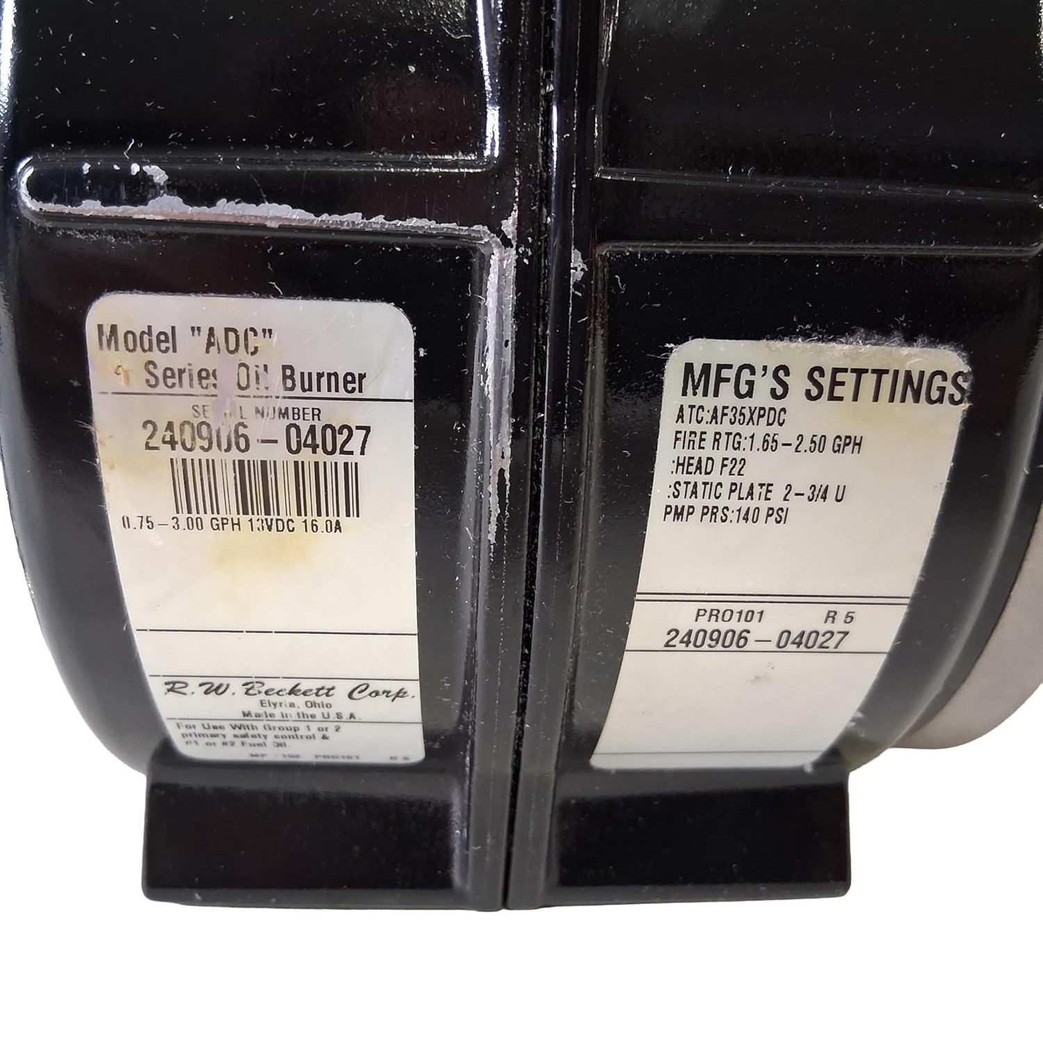 OEM Beckett PRO101 Oil Burner Assembly 14VDC Pressure Pro Hot Water Units