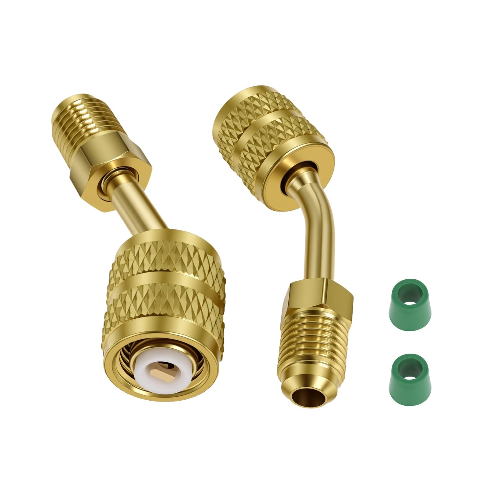 Wadoy R410a Adapter for Mini Split HVAC System 5/16″ Female Quick 145°, Gold
