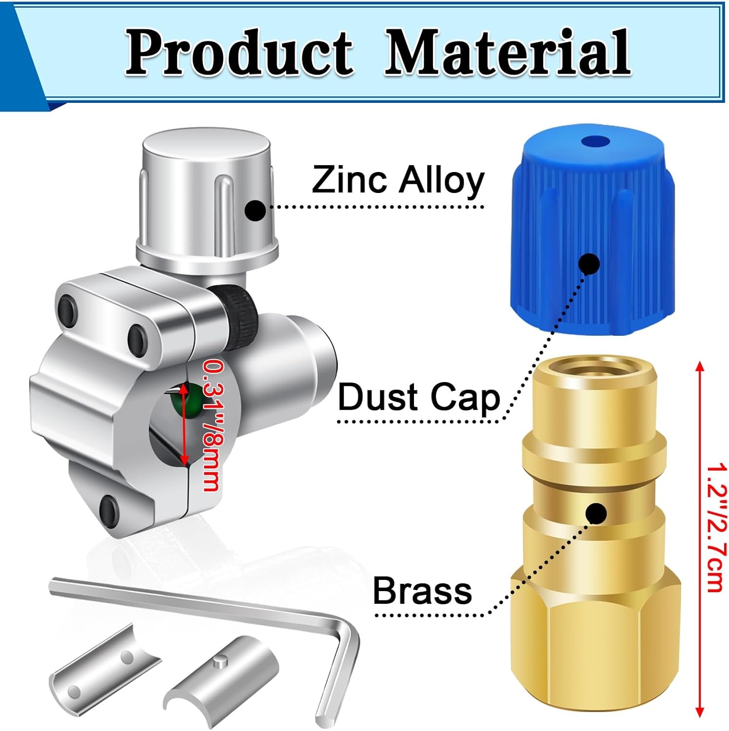 A/C Retrofit Valve Kit-Refrigerant Set, Silver/Gold–1 pack