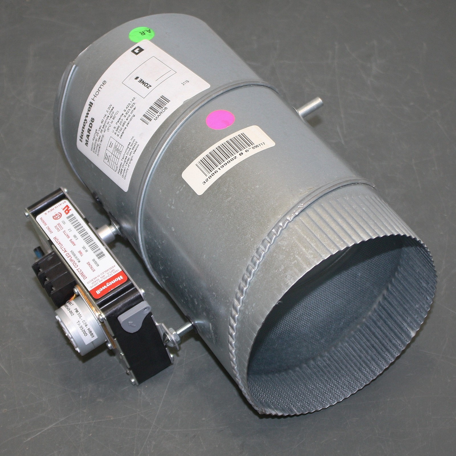 Honeywell Dynamic Zone Control Damper MARD6, 6″ Duct, 24V AC, Round, Motorized