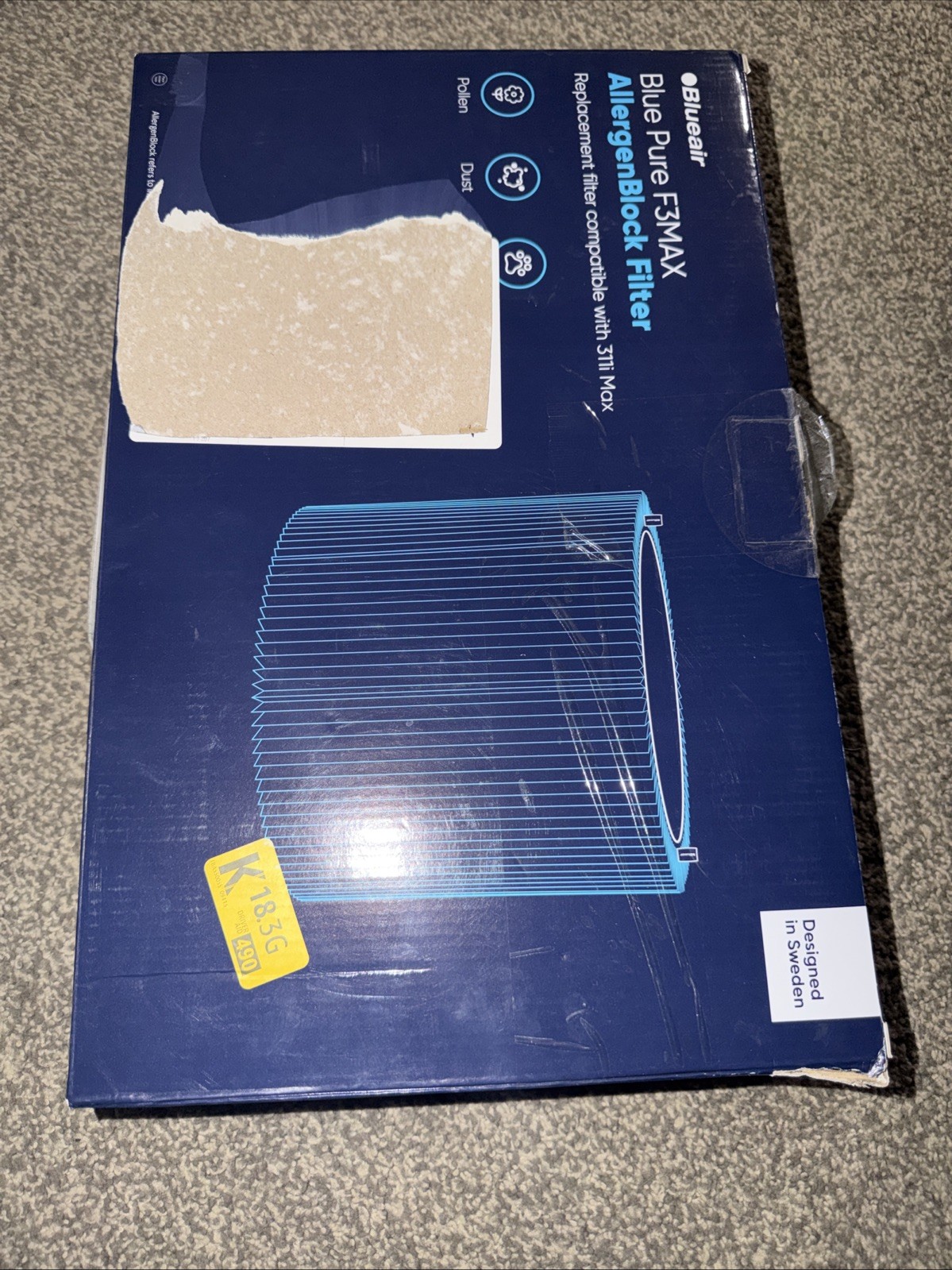 New Blueair Blue Pure F3MAX Allergen Block Filter for 311i Max Genuine OEM