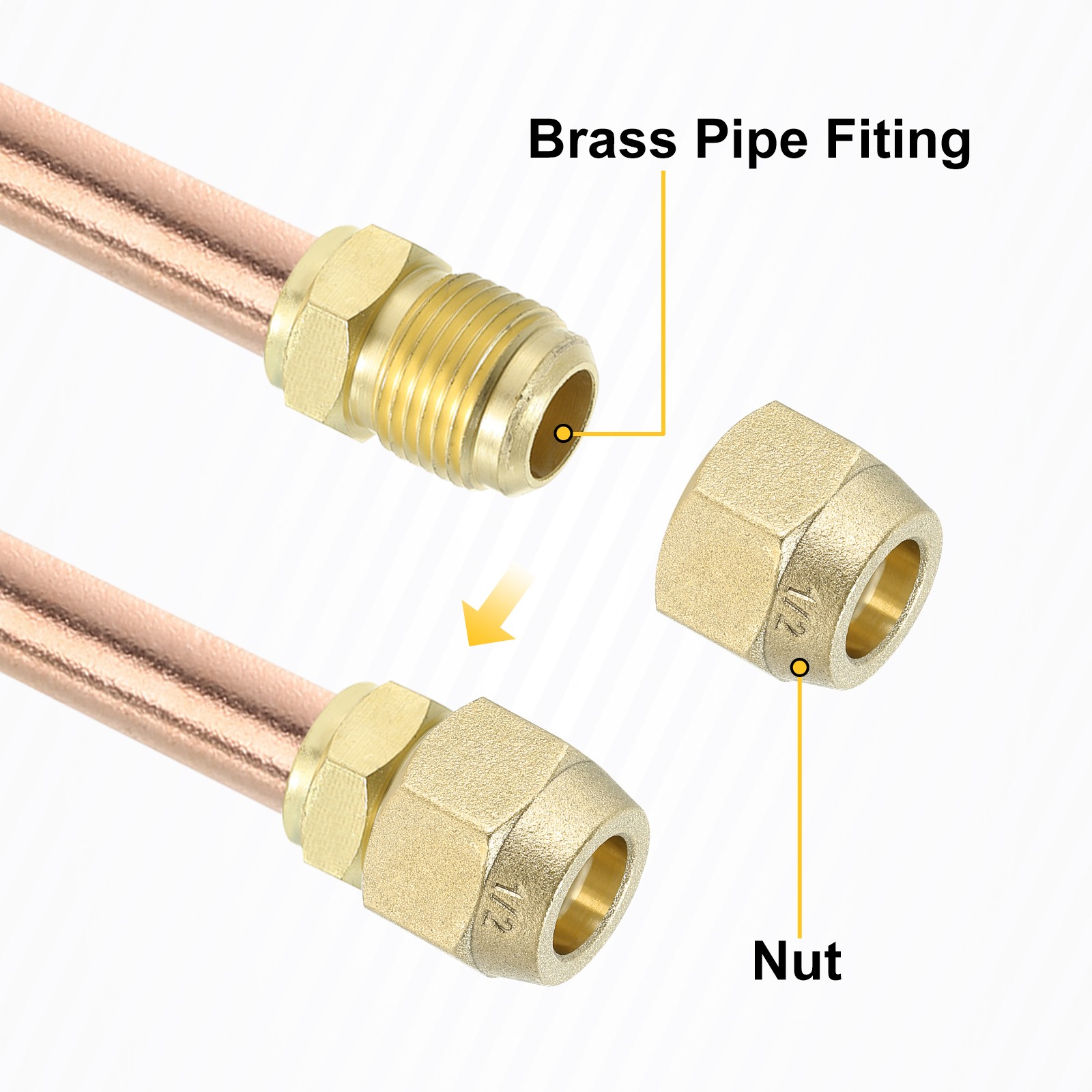 Brass Pipe Fitting 3/4″SAE x 3/4″ OD Flare Adapter with Copper Tube
