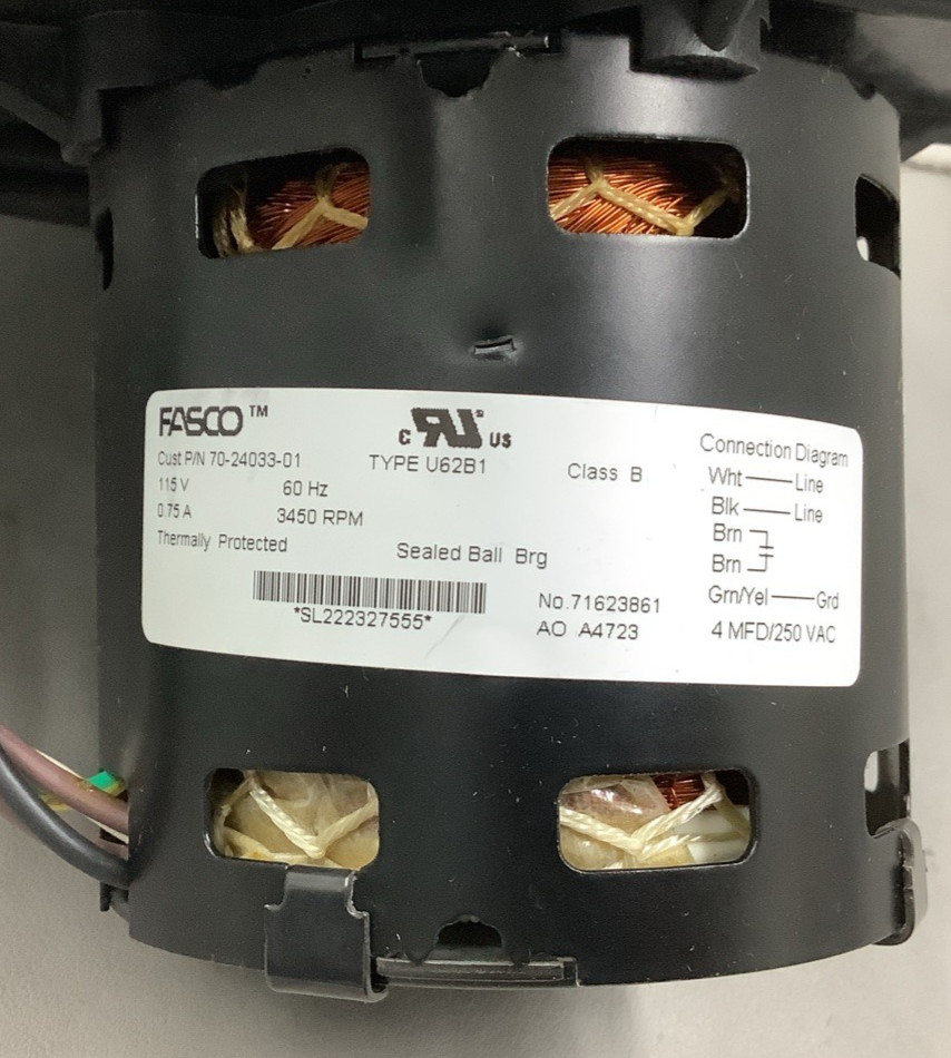 Fasco 70626562 Protech 70-24033-01 3450RPM 115V AC Blower Motor Assembly (R108)