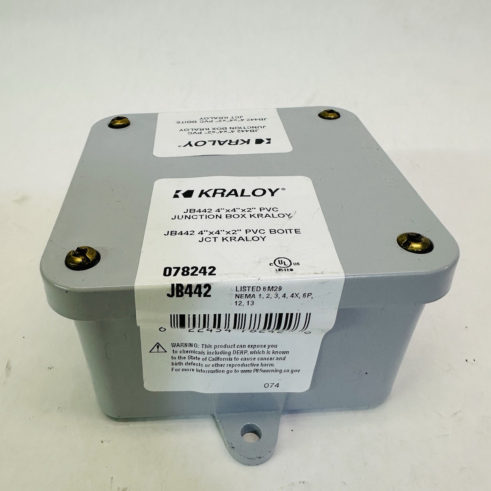 Kraloy 078242 / JB442 PVC Junction Box 4x4x2