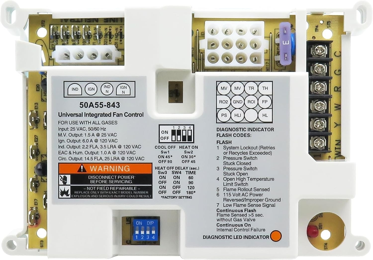 50A55-843 Furnace Control Board Furnace Suitable for White Rodgers 50A55-843
