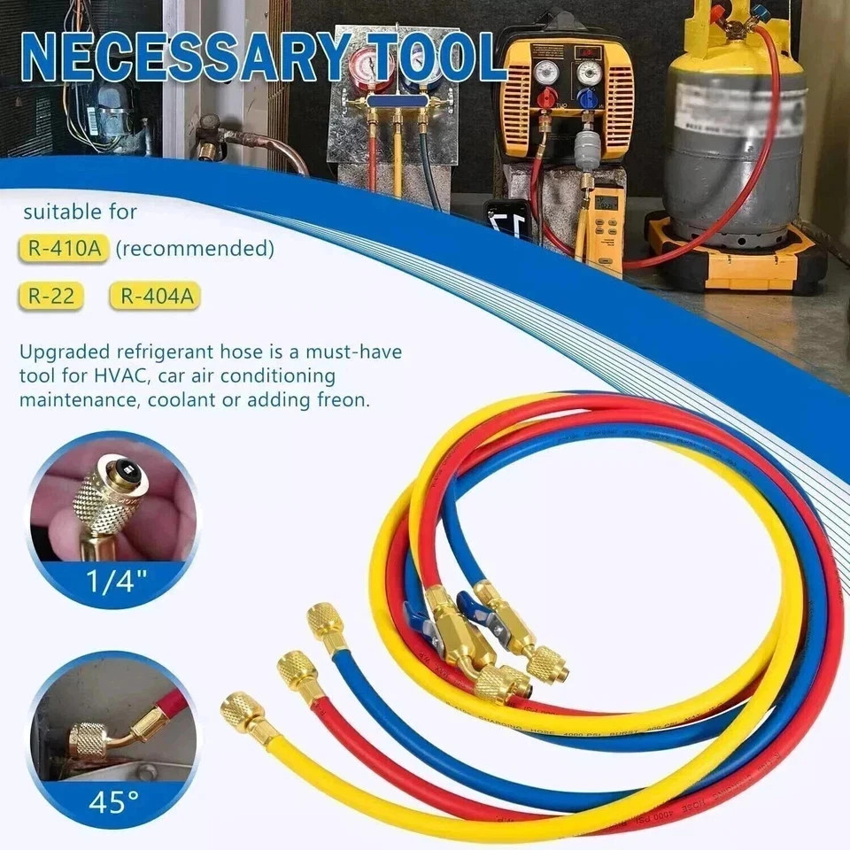 Yellow Jacket 29986 Plus II 1/4″ Hose with Compact Ball Valve 72″ (Pack of 3)