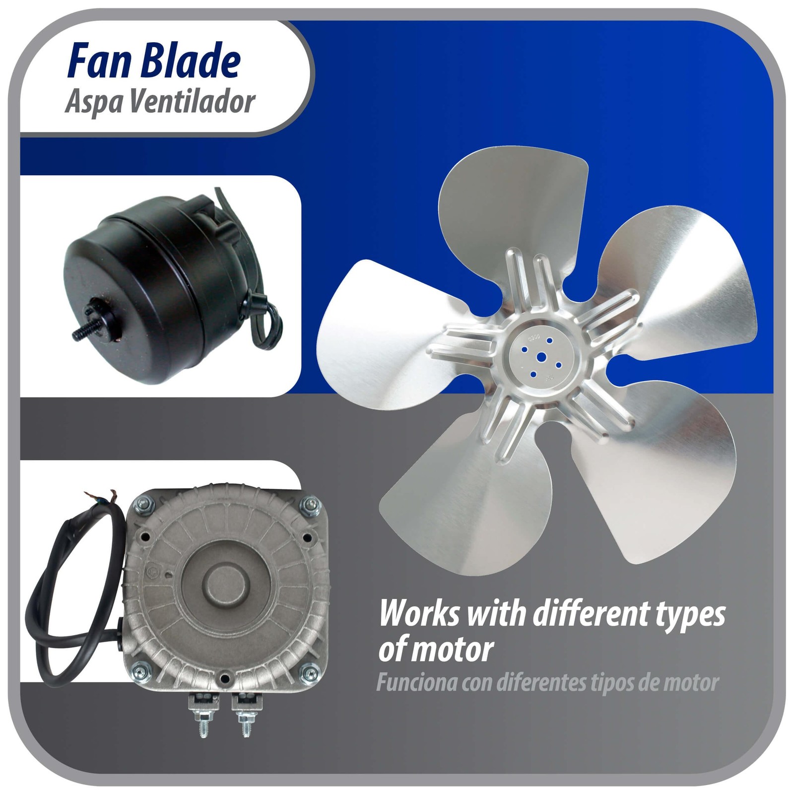Appli Parts APFB-A12CCW Aluminum Fan Blade 12 in, 300 mm, CCW, 22 degrees, huble