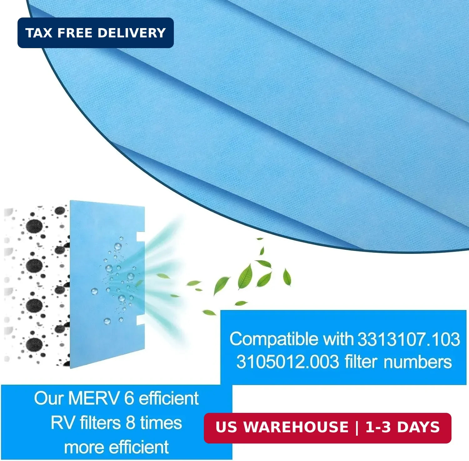 Tallew 6 Pack RV A/C Replacement Air Filter MERV 6 Rated Air Conditioner Filters