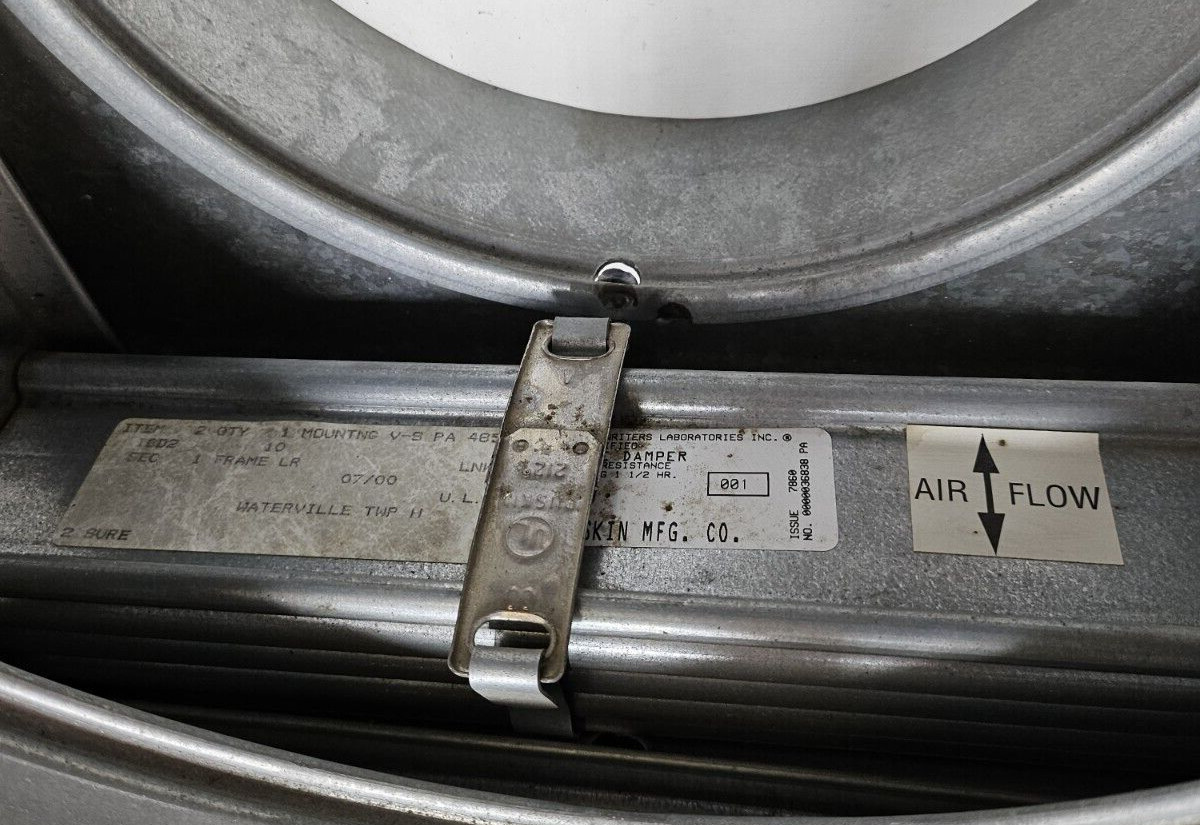 Ruskins Underwriters Laboratories 0000036838 PA Vertical Fire Damper