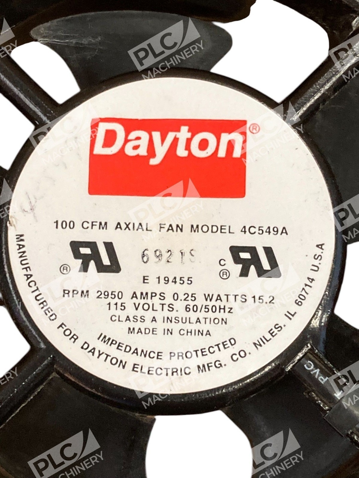 Dayton 2950RPM 0.25A 15.2W 6921S 100 CFM Axial Fan Model 4C549A
