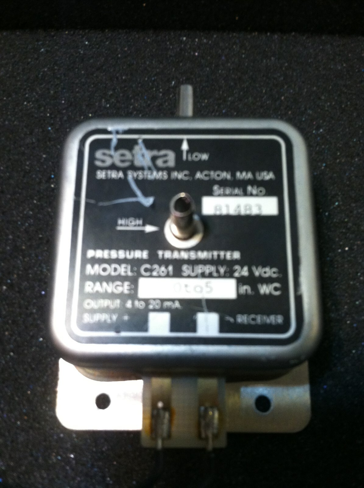SETRA 24VDC 0 to 5 WC PRESSURE TRANSMITTER C261-1