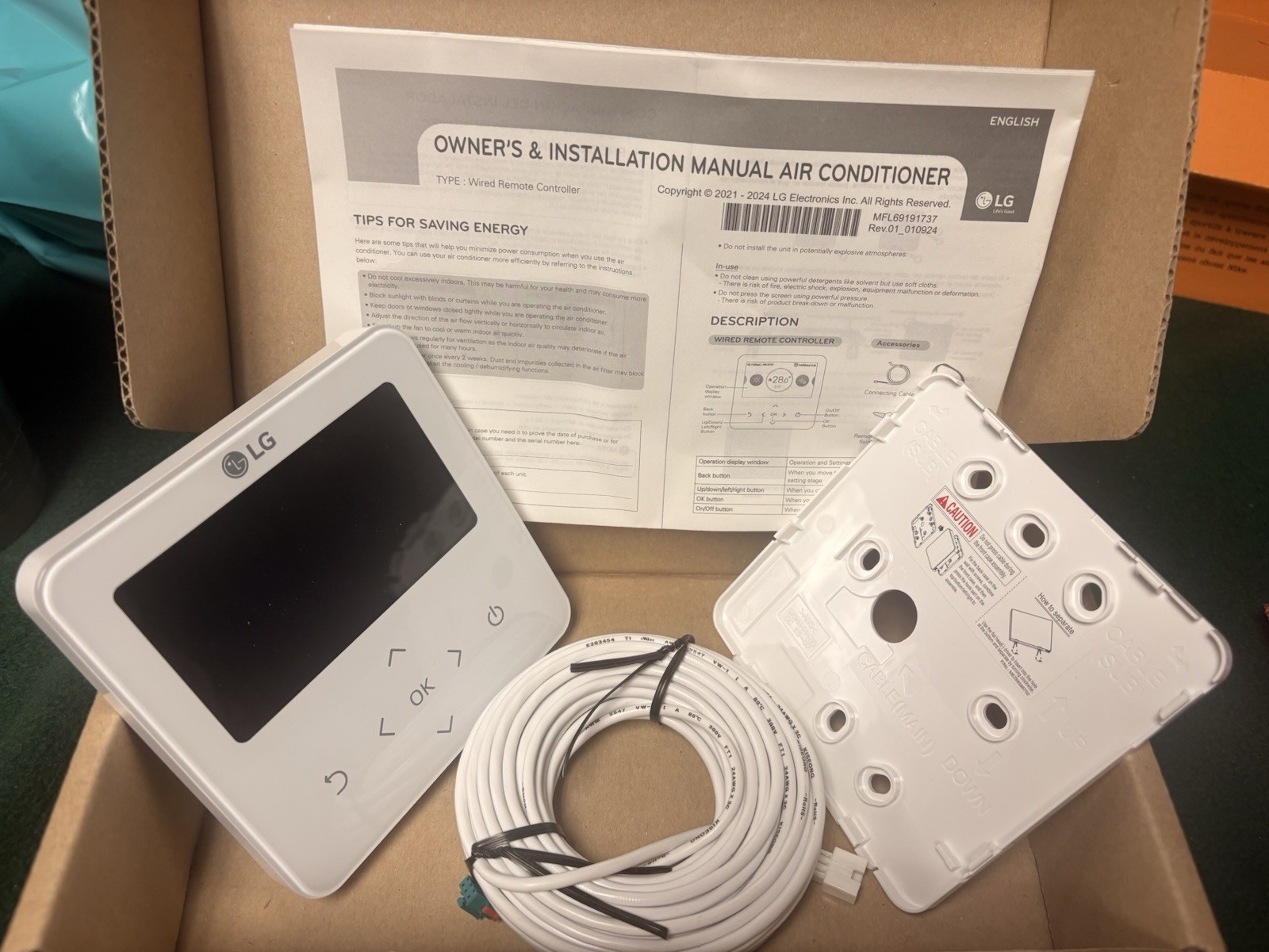 LG PREMTB101.ENCXLUS Wired Remote Controller for LG Air Conditioner 12V