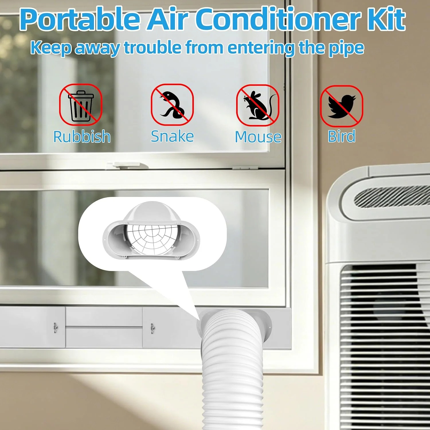 Portable Air Conditioner Window Vent Kit – Adjustable AC Window Kit Fits Sliding