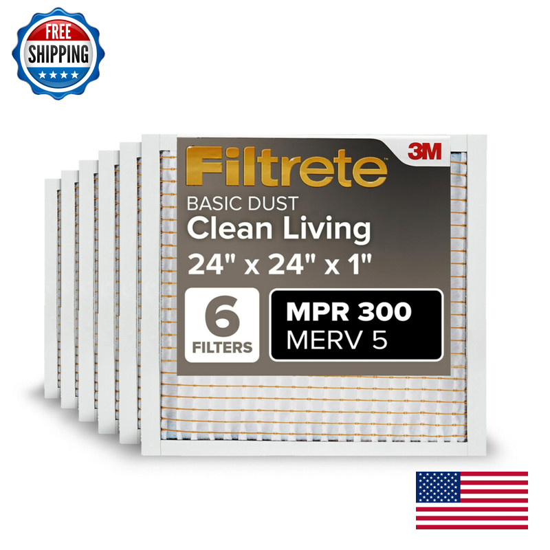 Filtrete 24X24X1 Air Filter Merv 5 6-Pack Ac Furnace Hvac Filters For Home Mpr