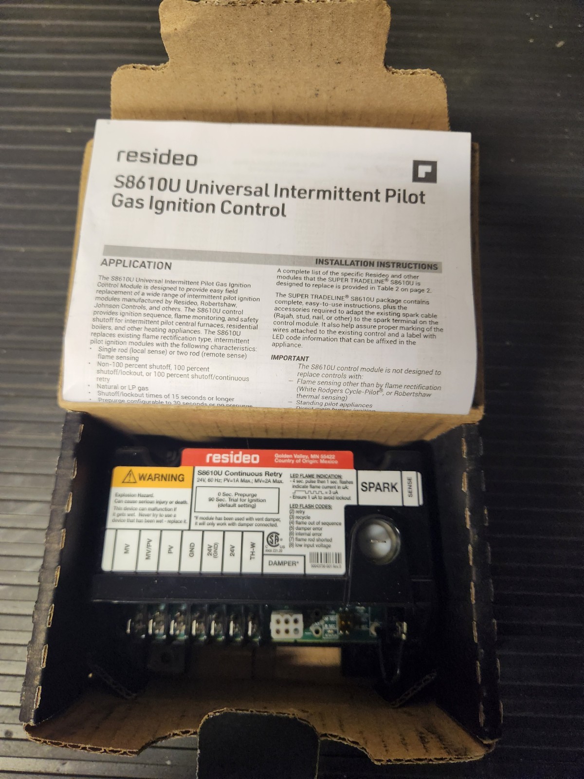 Resideo S8610U S8610U3009 Ignition Control Module 24V 0.3A Gas Furnace