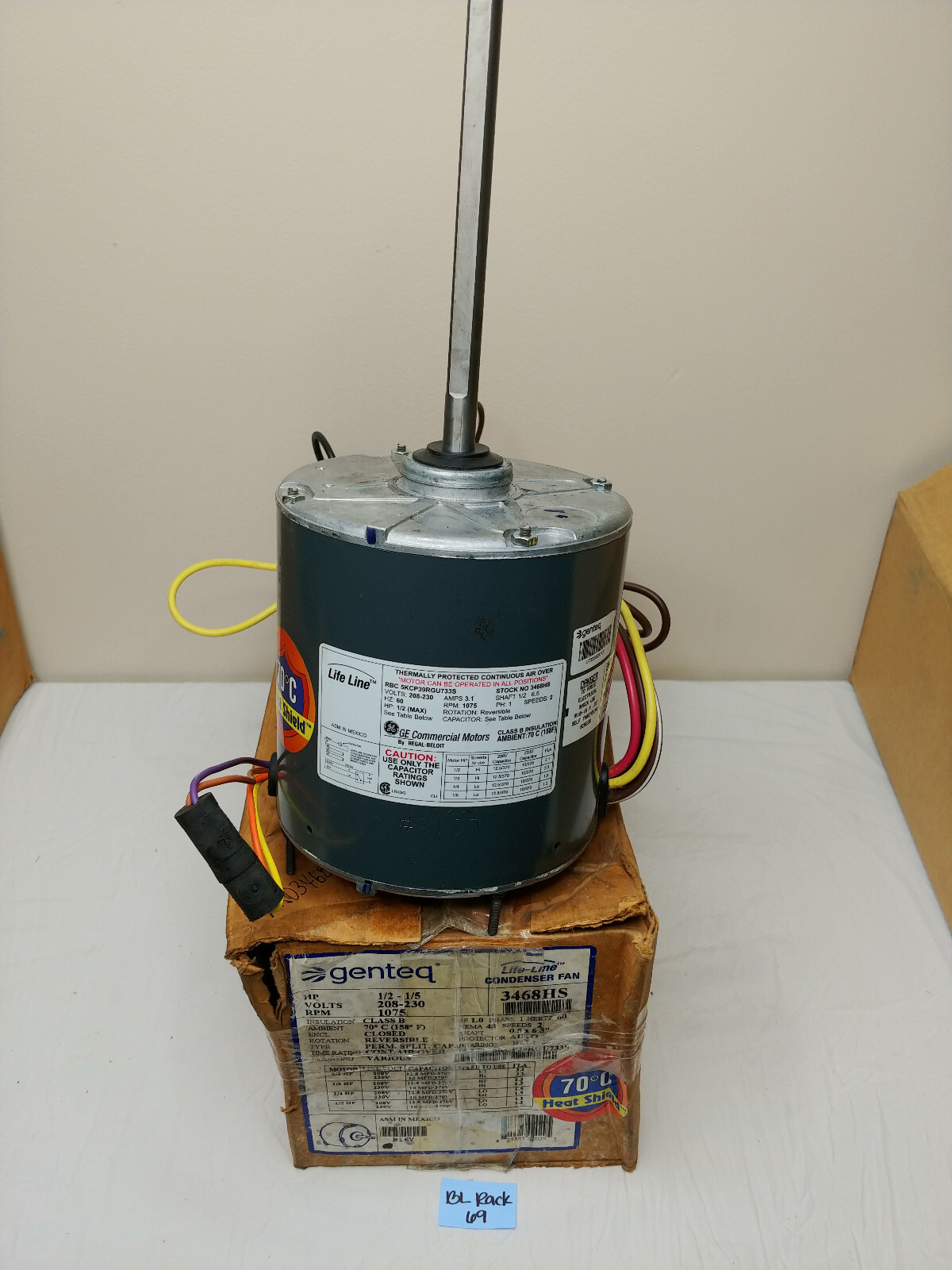 Genteq 3468HS Condenser Fan Motor 1/2Hp 208/230V New-Old Stock