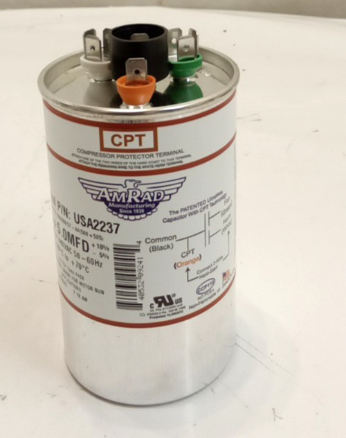 AmRad USA2237 CPT Round Motor Run Capacitor 50+5 MFD 370 or 440VAC 50-60Hz