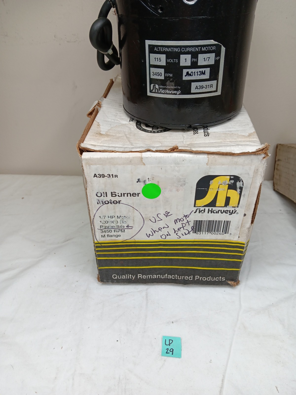 Sid Harvey A39-31R Oil Burner Motor *Read Description*