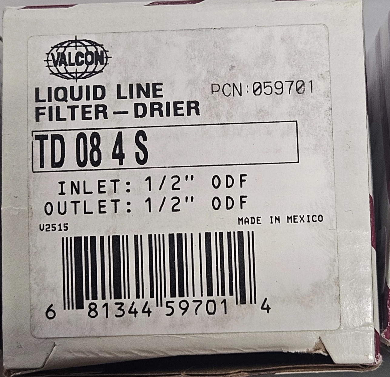 (3) Valcon TD084S Liquid Line Filter Drier 1/2″ ODF • 8 cu in • PCN:059701 NIB
